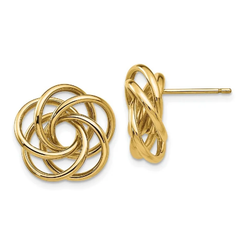 Curata 14k Yellow Gold 15mm Polished Love Knot Post Earrings