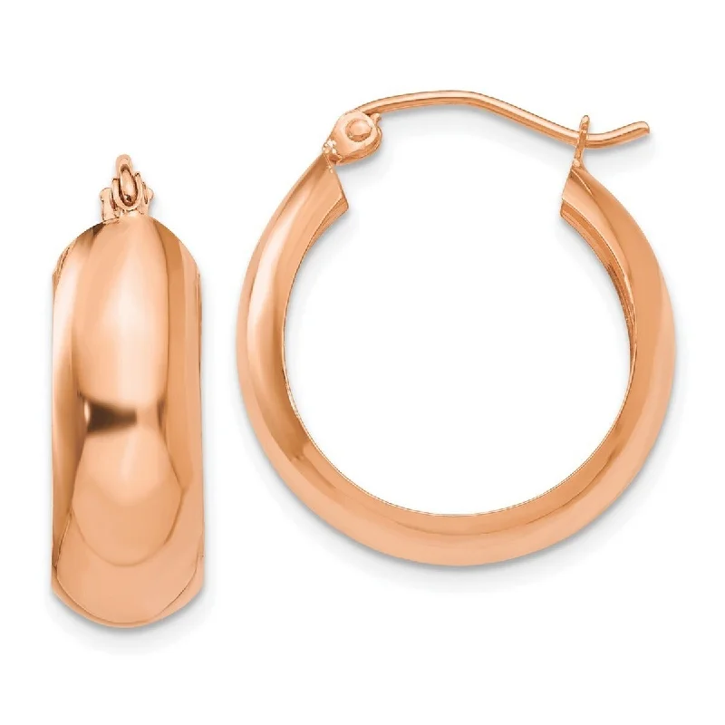 Curata 14k Rose Gold Solid Polished 21x7mm Wide Hoop Earrings