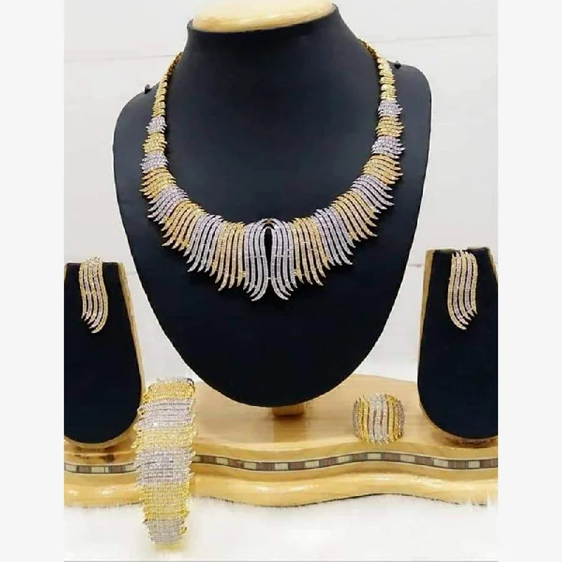 Jain Jewellers 2Tone Plated AD Necklace Set