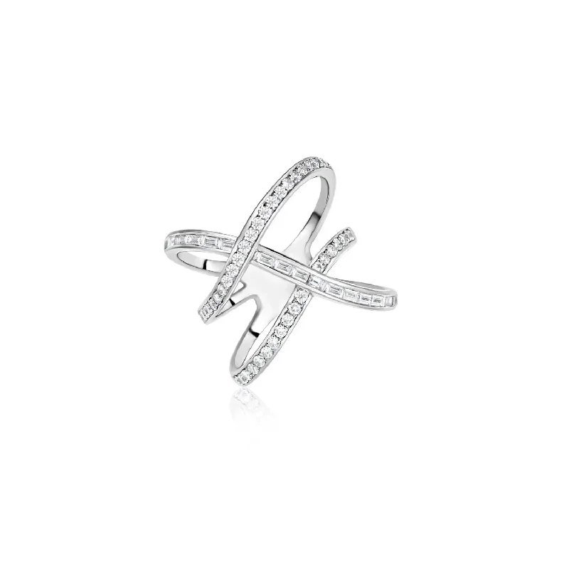 Double Cross Diamond Ring