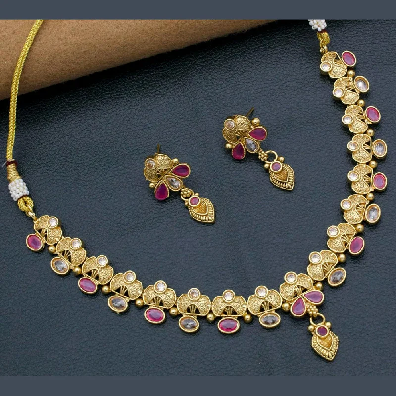 Manisha Jewellery Gold Plated Crystal Stone Necklace Set