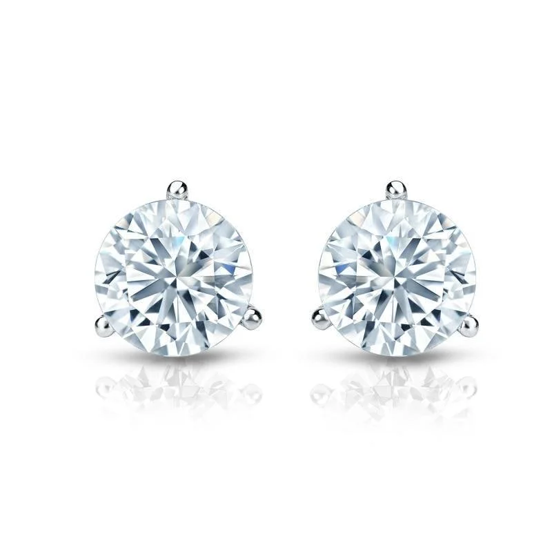 Auriya 14k Gold Round Diamond Stud Earrings 2 1/2ctw Martini-set Certified