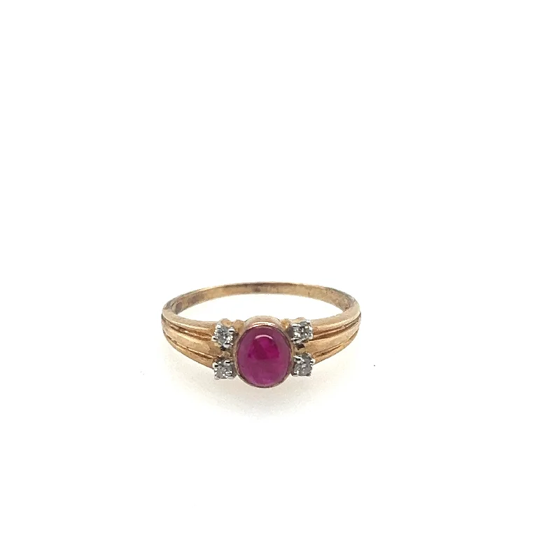 14K Yellow Gold Ruby and Diamond Ring