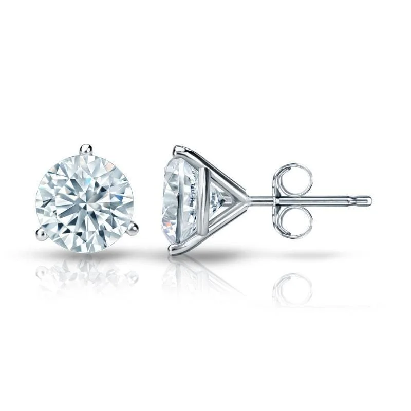 Auriya Platinum Certified 4.70 ct. TDW 3-Prong Martini Round Diamond Stud Earrings