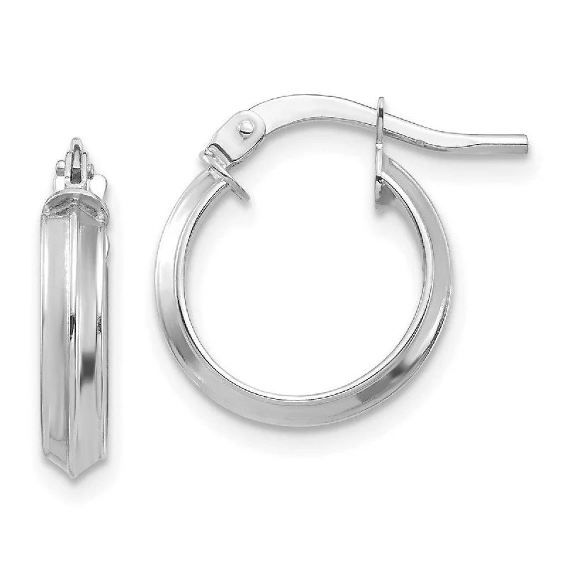 Curata 14k White Gold Polished 3mm Hoop Earrings