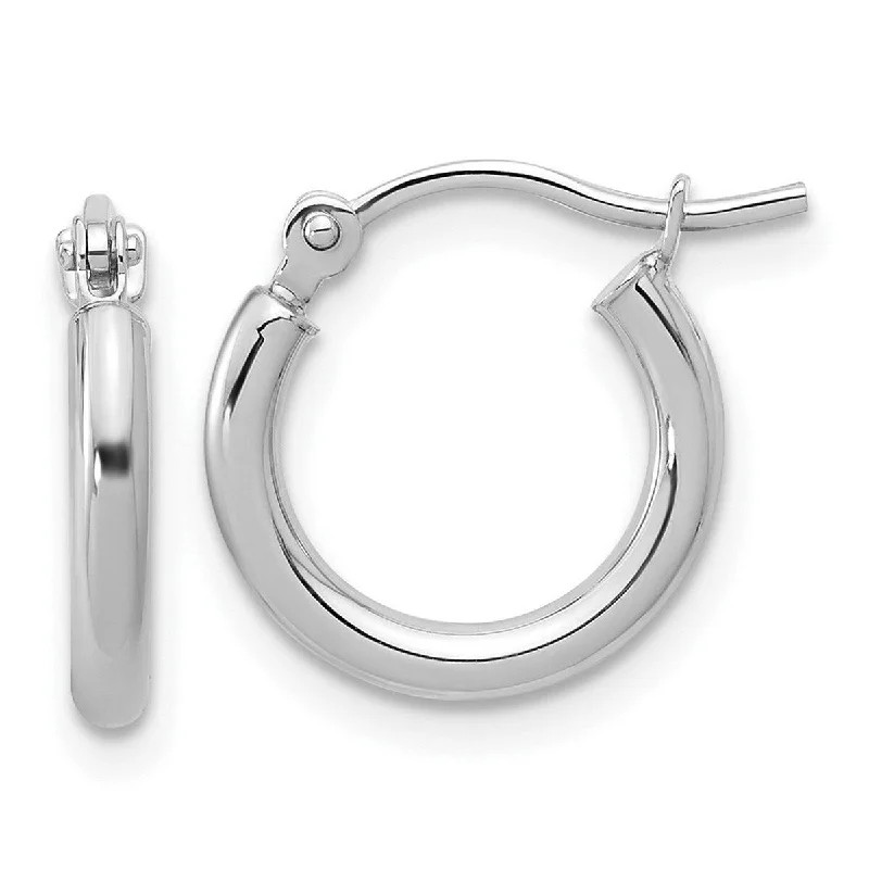 Curata 10k White Gold Polished Hinged 2x13mm Hoop Earrings