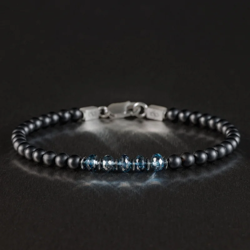 London Blue Topaz - Black Agate Bracelet II (4-5mm)