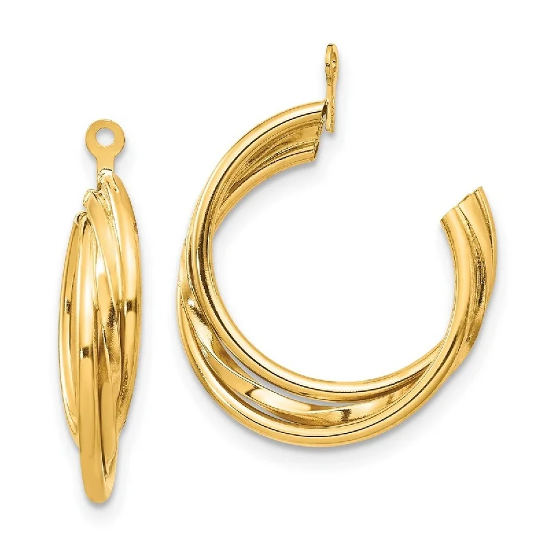 Curata 14k Yellow Gold Textured Polished Hoop Earrings Jackets - 23x4mm