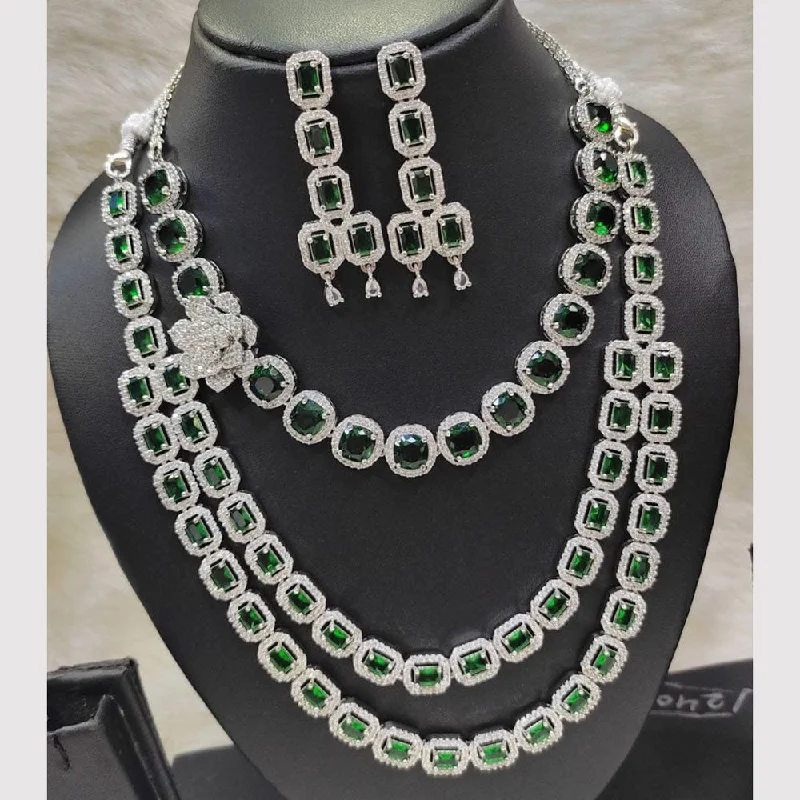 Aamrapali Silver Plated AD Necklace Set