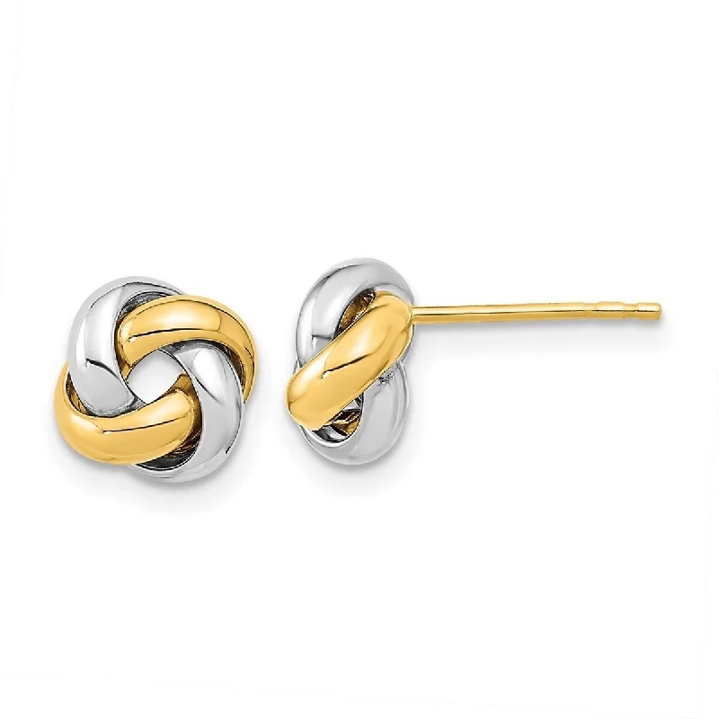 Curata 14k Two tone Gold 9mm Polished Love Knot Post Earrings