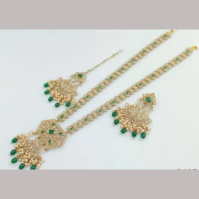 Manisha Jewellery Gold  Plated Kundan Stone And Beads Long Necklace Set