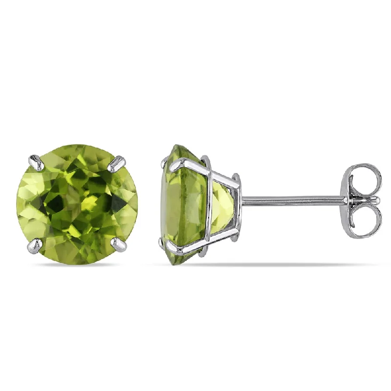 Miadora 14k White Gold 4ct TGW Peridot Solitaire Earrings