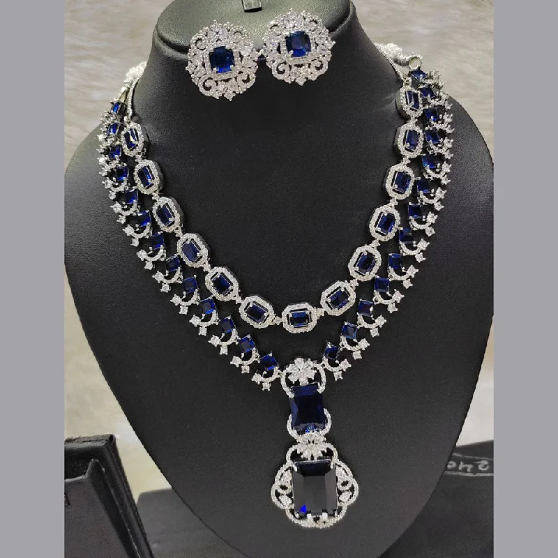 Aamrapali Silver Plated AD Necklace Set