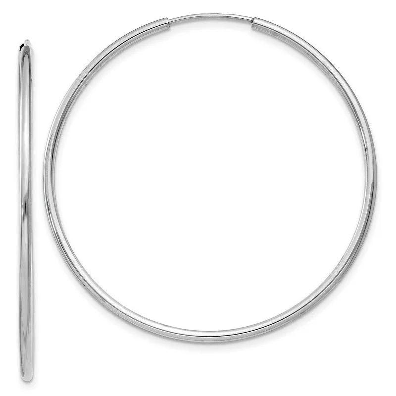 Curata 14k White Gold tube 1.5x39mm Polished Endless Hoop Earrings