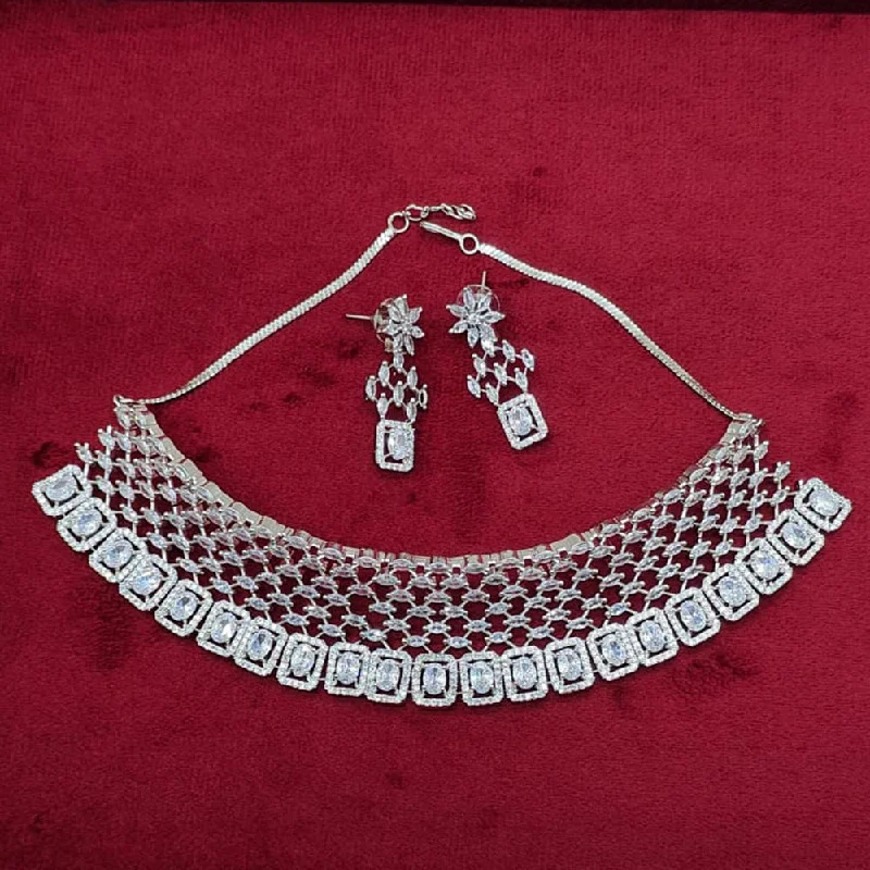 Pooja Bangles Silver Plated AD Necklace Set