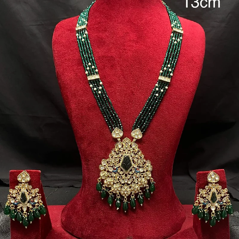 Royal Kundan Jewellery Gold Plated  Kundan And Beads Necklace Set