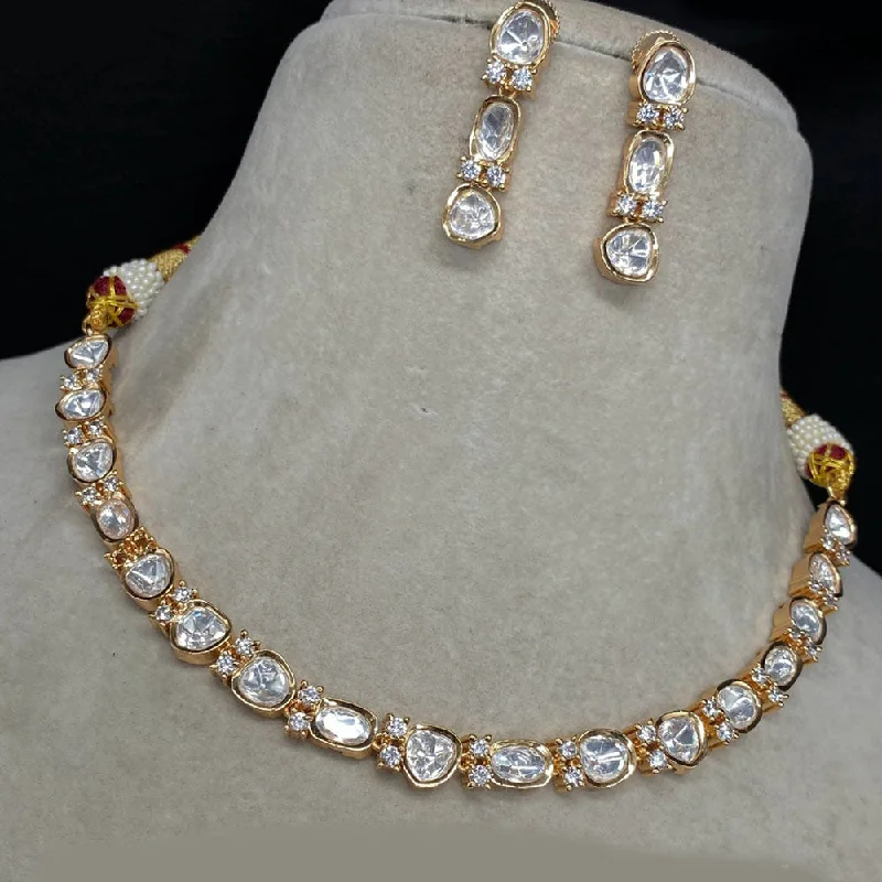 Royal Kundan Jewellery Gold Plated Polki Kundan Necklace Set