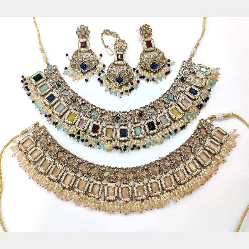 Manisha Jewellery Gold Plated Crystal Stone And Beads Necklace Set (1 Piece Only)