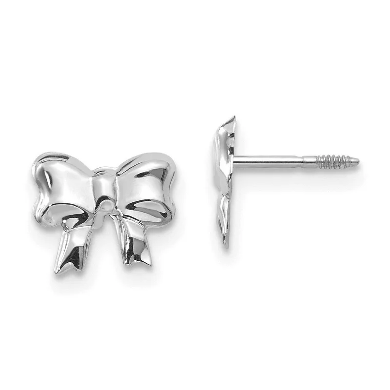 Curata 14k White Gold 8x5mm Polished Bow Screw back Post Earrings