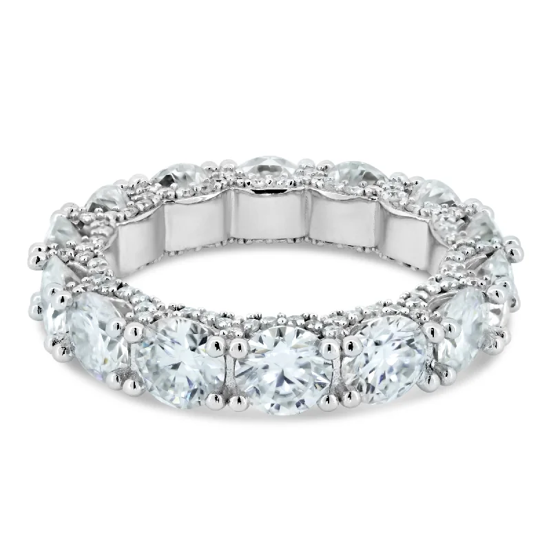 925 Sterling Silver Rhodium Moissanite Eternity Band Ring - MGMR00003