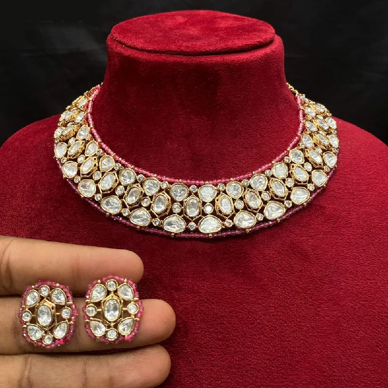 Royal Kundan Jewellery Gold Plated Polki Kundan Necklace Set