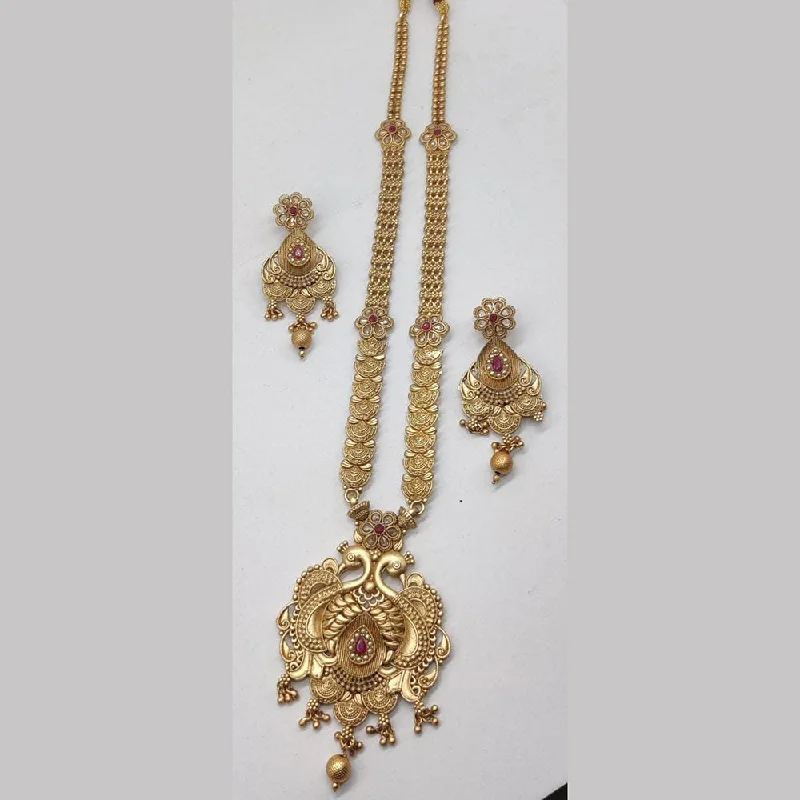 Manisha Jewellery Gold Plated Pota Stone Necklace Set