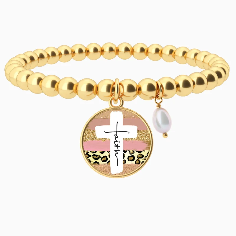 Faith Cross Paint Swipe - Beaded Bracelet