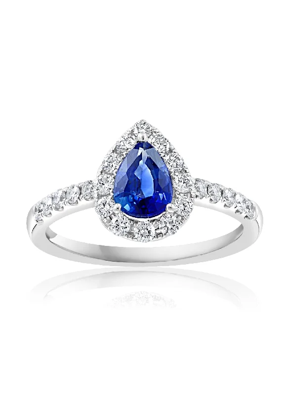 14K White Gold Sapphire and Diamond Ring