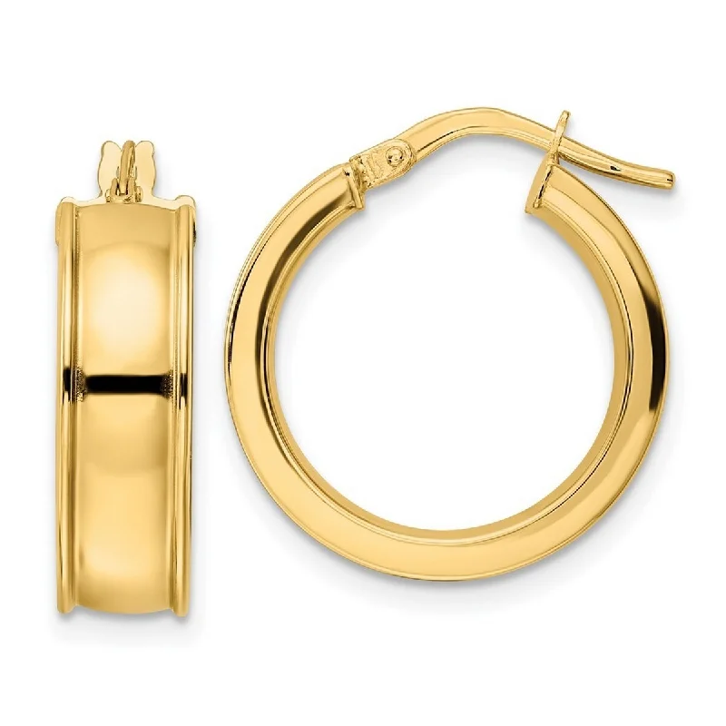 Curata 14k Yellow Gold Polished Wide Rimmed Hoop Earrings - 20.87x6mm