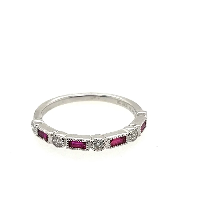 18K White Gold Ruby and Diamond Ring