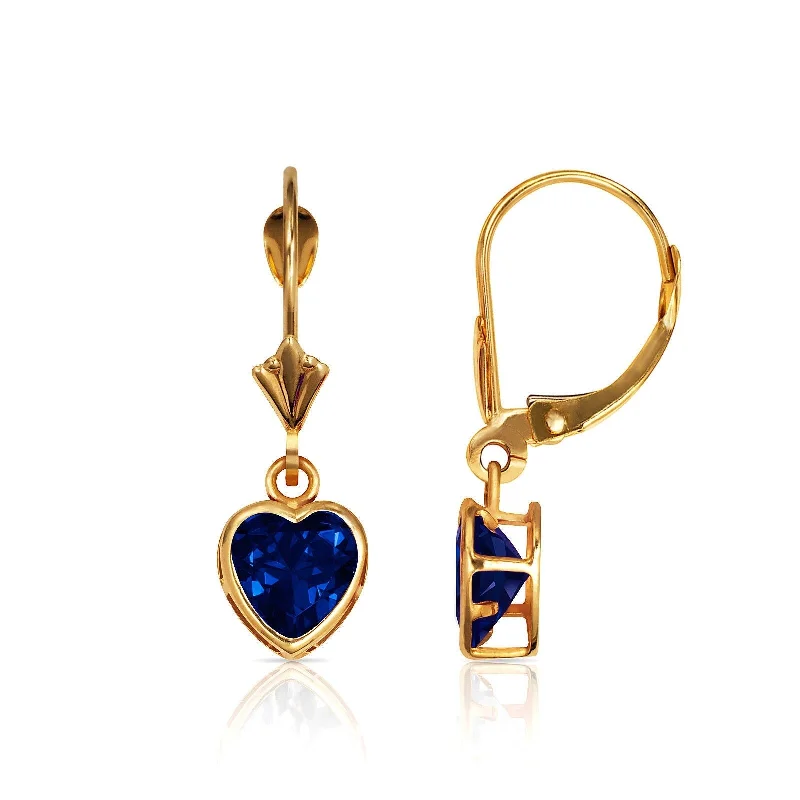 Curata Solid 14k Yellow Gold Birthstone Heart-Shaped Cubic Zirconia Bezel Dangle Leverback Earrings (6mm x 25mm)