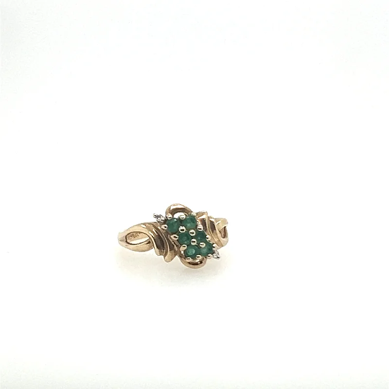 10K Yellow Gold Emerald and Diamond Ring