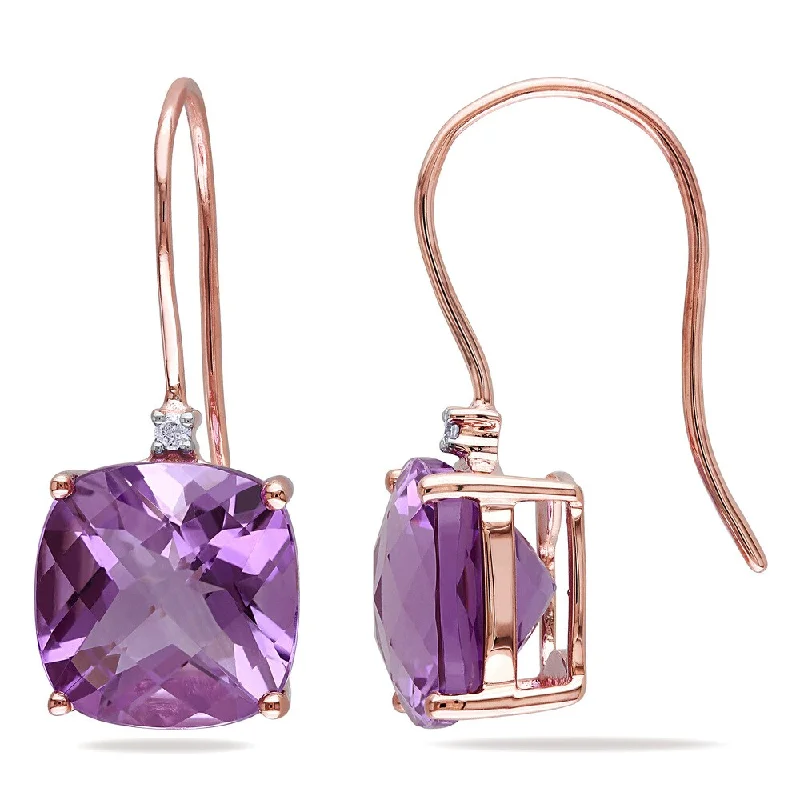 Miadora 10k Rose Gold Amethyst and Diamond Accent Drop Earrings