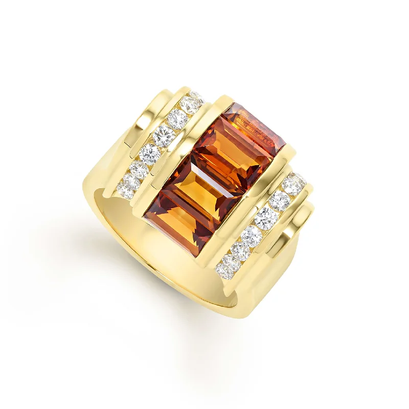 Studio 18K Gold Citrine and Diamond Ring