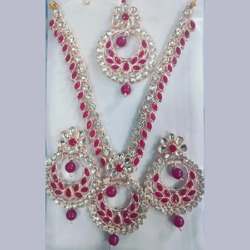 Khushboo Jewellers Gold Plated Austrian Stone And Pota Stone Necklace Set