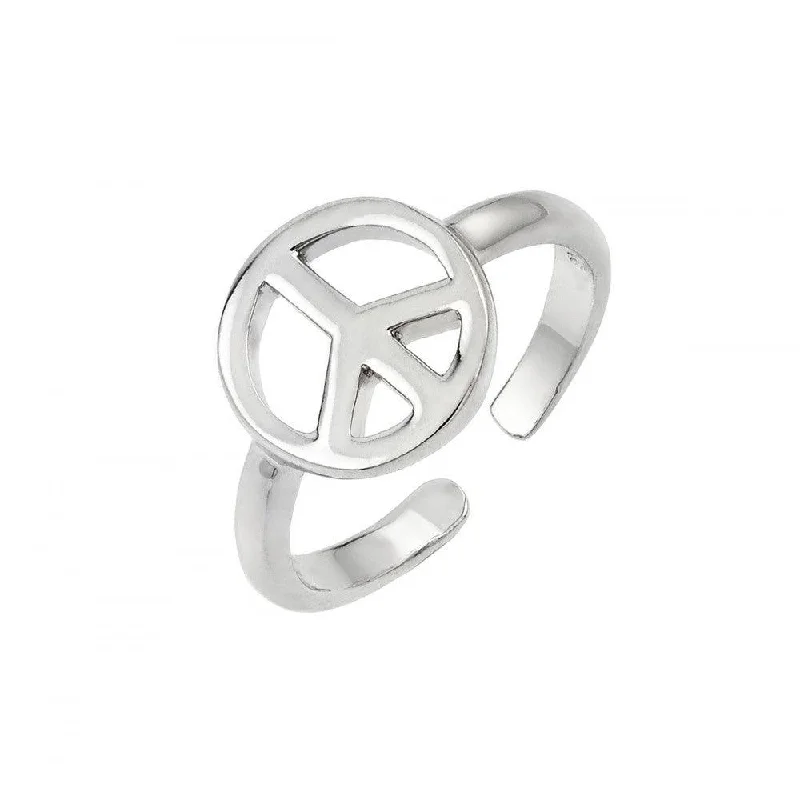 Silver 925 Rhodium Plated Peace Toe Ring - BGR00840