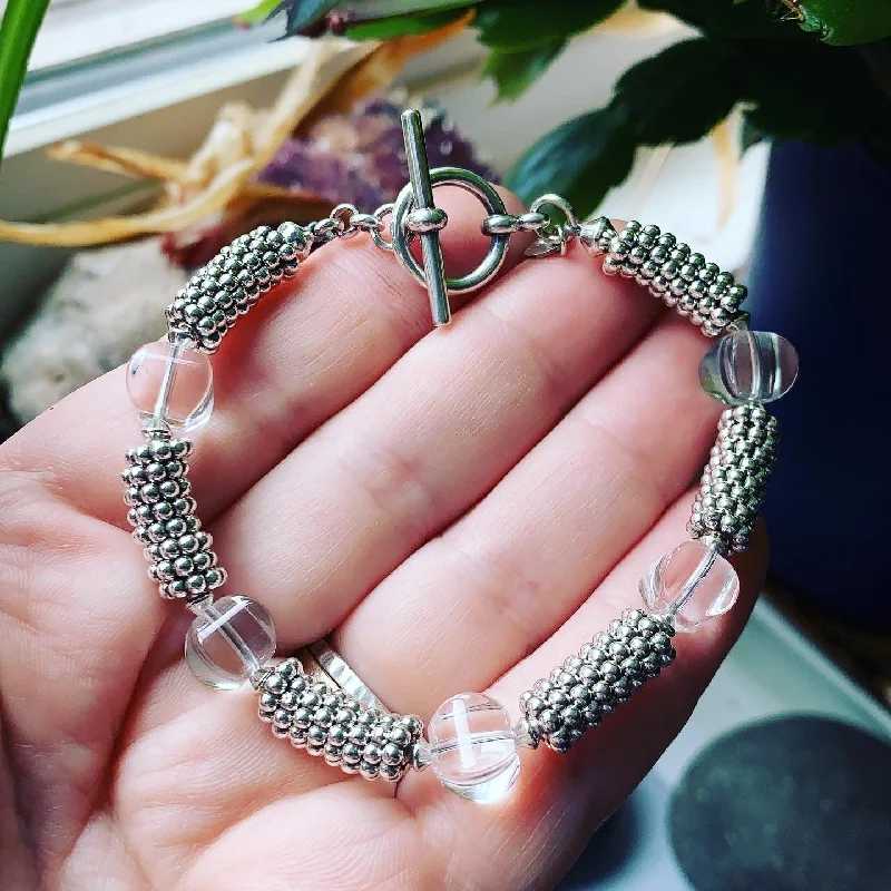 Clear Quartz and Sterling Silver Bracelet