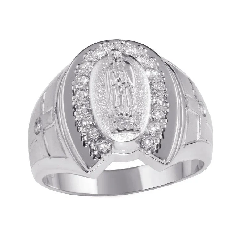 925 Sterling Silver Rhodium Lady of Guadalupe Ring - GMR00231RH