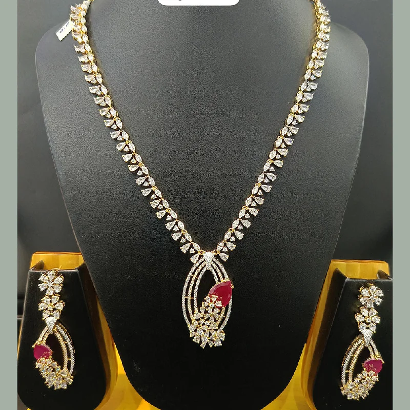 Jain Jewellers Gold Plated AD Necklace Set