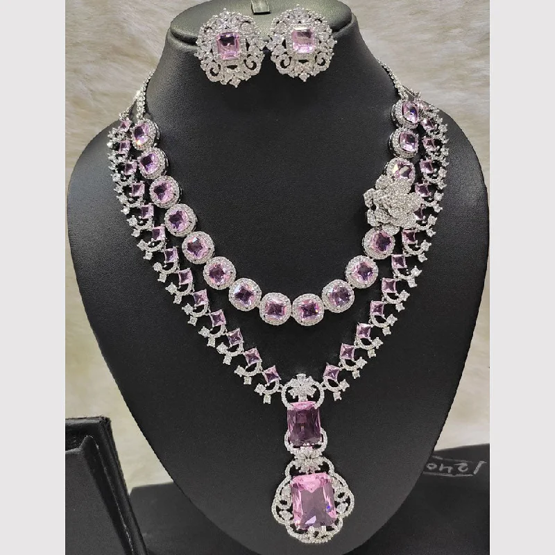 Aamrapali Silver Plated AD Necklace Set