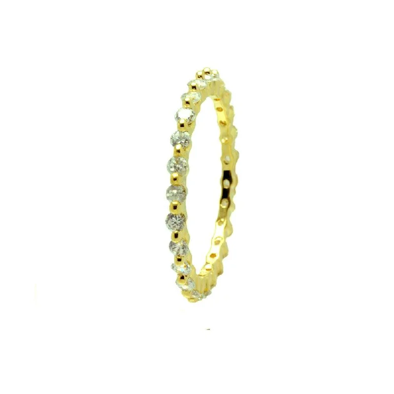 Silver 925 Gold Plated Clear CZ Stackable Eternity Ring - BGR00728