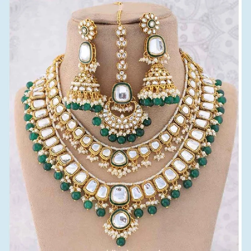 India Art Gold Plated Kundan Stone And Pearls Necklace Set