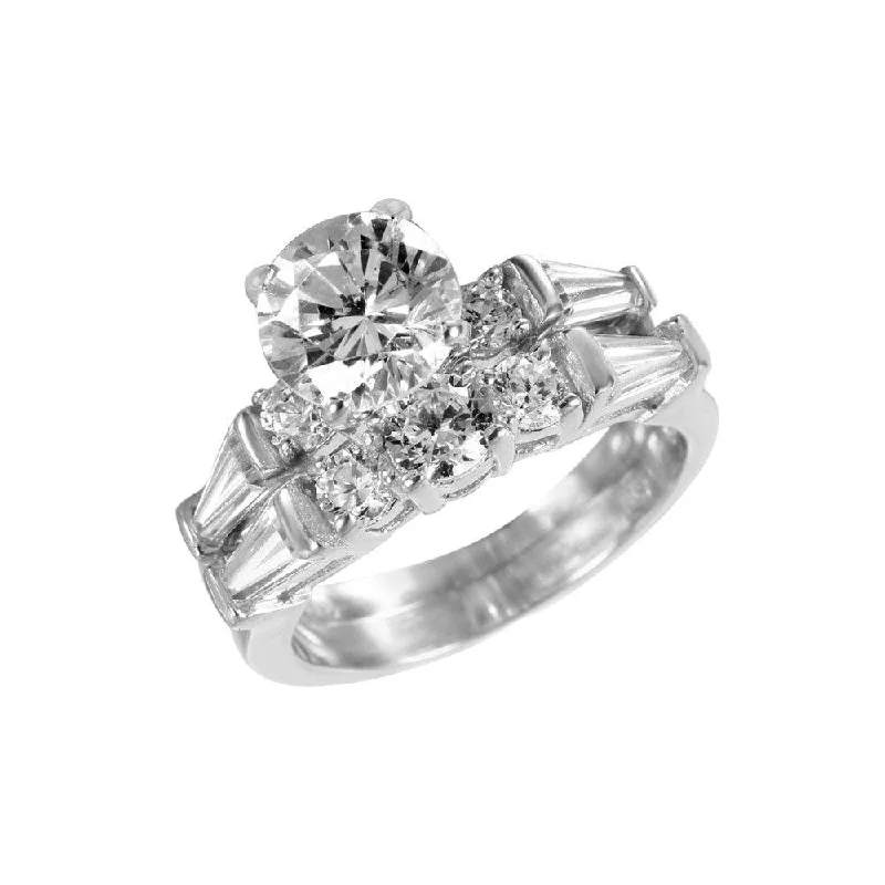 Silver 925 Rhodium Plated Round Center CZ Ring - STR00227