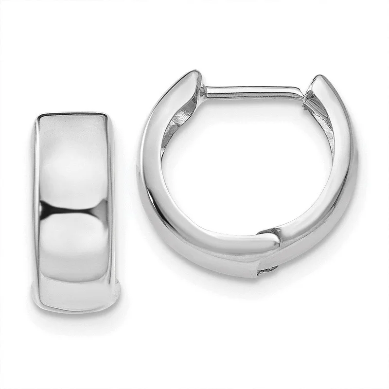 Curata 14k White Gold Polished Hinged Huggies Hoop Earrings (4mm x 12mm)