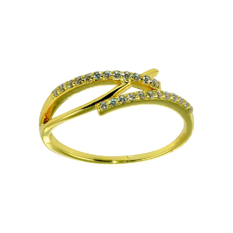 Gold Plated 925 Sterling Silver CZ Fish Ring - STR01120GP