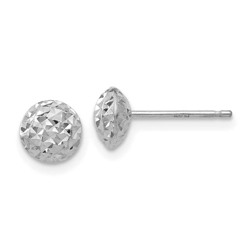 Curata 14k White Gold Diamond-cut Round Puffed Post Stud Earrings(6mm) - Orange