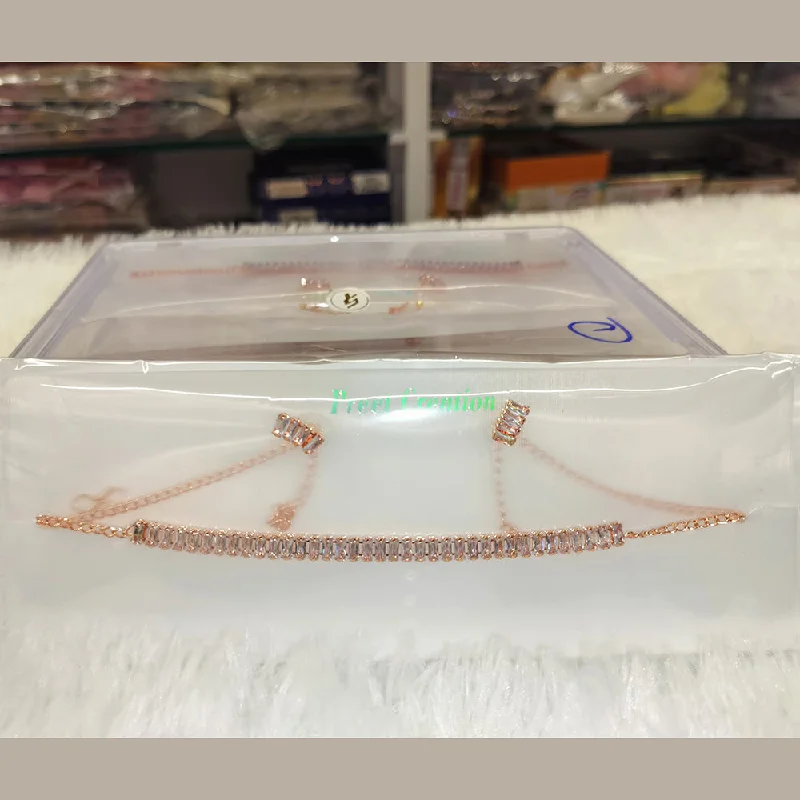 Abhinandan Rose Gold Plated Crystal Stone Necklace Set