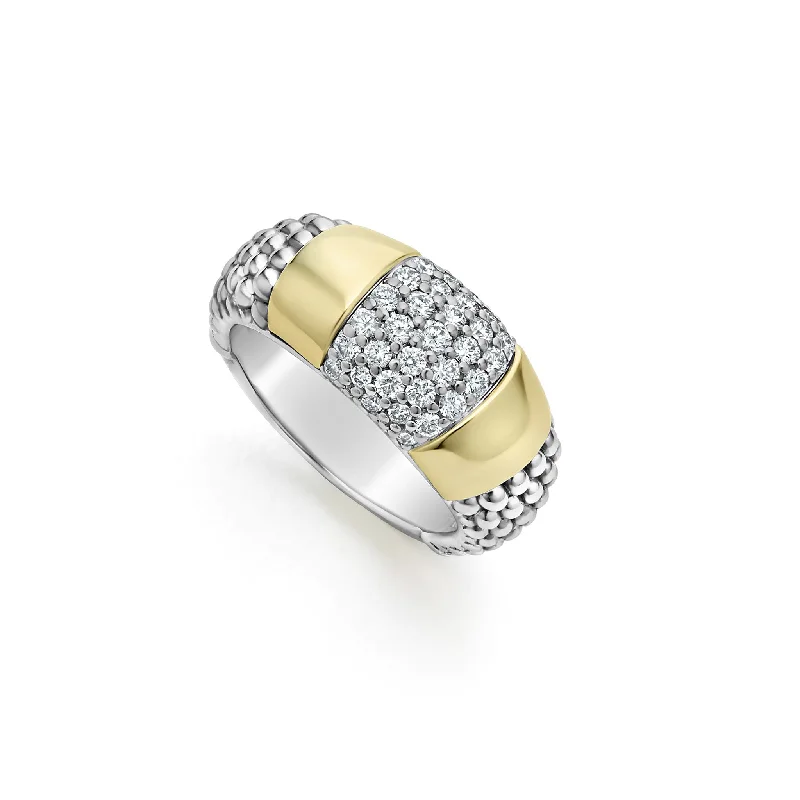 High Bar Two-Tone Station Diamond Ring