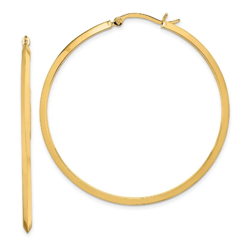 Curata 14k Yellow Gold Polished Hoop Earrings - 52.5x2.25mm