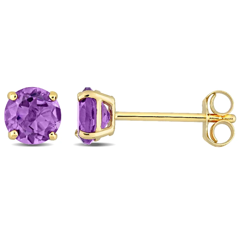 Miadora Amethyst Solitaire Stud Earrings in 14k Yellow Gold